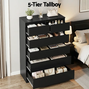 6 Chest of Drawers Tallboy PEPE Black