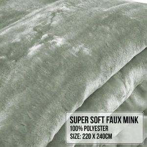 800-GSM Mink Blanket Queen Size Double-Sided Soft Plush Bed Faux Throw Rug Sage