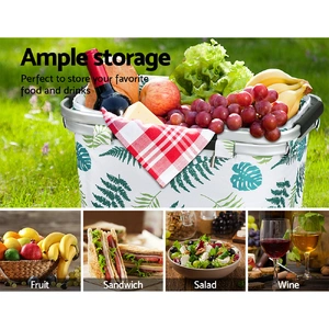 Picnic Basket Folding Bag Hamper Insulated Food Storage