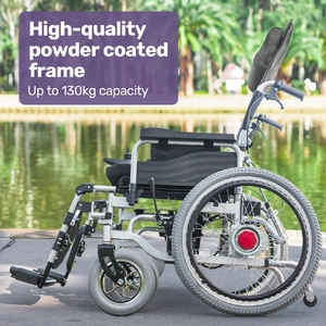 Power Electric Wheelchair, XL Wide Bariatric Chair Seat, Long Range, Airline Approved, Recline Adjustment, Lithium Battery, 22" Wheels, Headrest, Blac