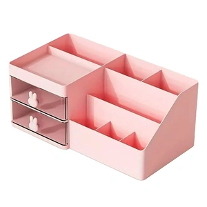 Cartoon Drawer Type Cosmetic Jewelry Storage Box Desktop Student Stationery Box - White