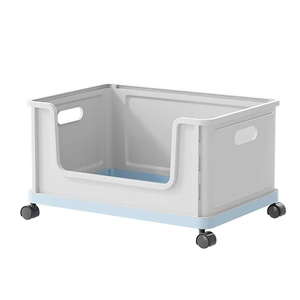 Under Desk Book Storage Box with Wheels Movable Classroom Student Organiser Rack - White