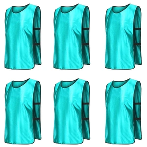 6X Sports Training Bibs Soccer Vests Group Team Bibs Basketball Cricket Football - Red-S
