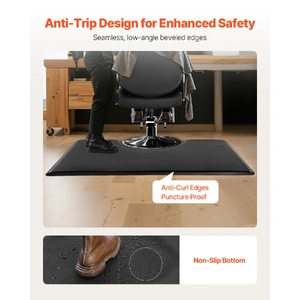 Salon Mat for Hair Stylist, 1525 x 915 mm Rectangle Salon Chair Mat Anti Fatigue, 23mm Thickened PVC + PU Barber Shop Floor Mat with Round Cut Out, An