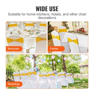 Stretch Spandex Chair Sashes, Chair Slipcover and Stretch Chair Sash with Round Buckle, Elastic Chair Bands, Fitting Wedding, Holiday, Banquet, Party 