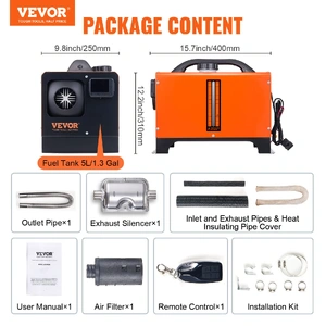 Diesel Air Heater, 12V 5KW All-on-one Diesel Heater with Remote Control and LCD Display, 5L Fuel Tank Portable Diesel Parking Heater, Rapid Heating fo
