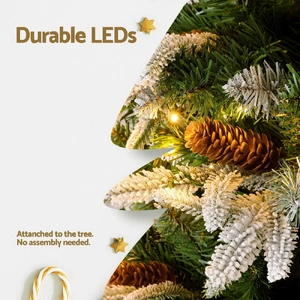 Christmas Tree 190cm Pine Cones LED Flocking Xmas Tree 680 Tips