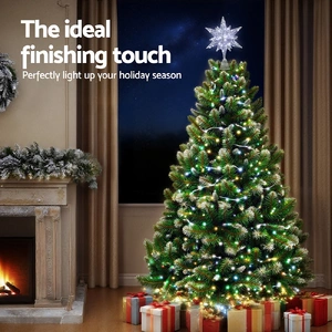 3D Christmas Tree Topper Star LED Decorations Xmas Party Timer