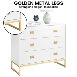 Amara Chest of Drawers Tallboy Dresser in White Gold