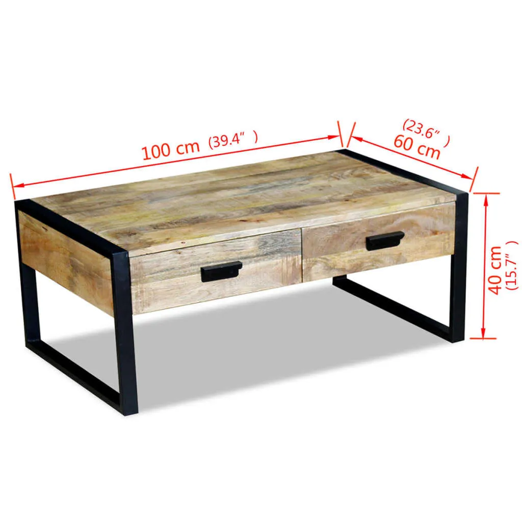 Coffee Table with 2 Drawers Solid Mango Wood 100x60x40 cm Price