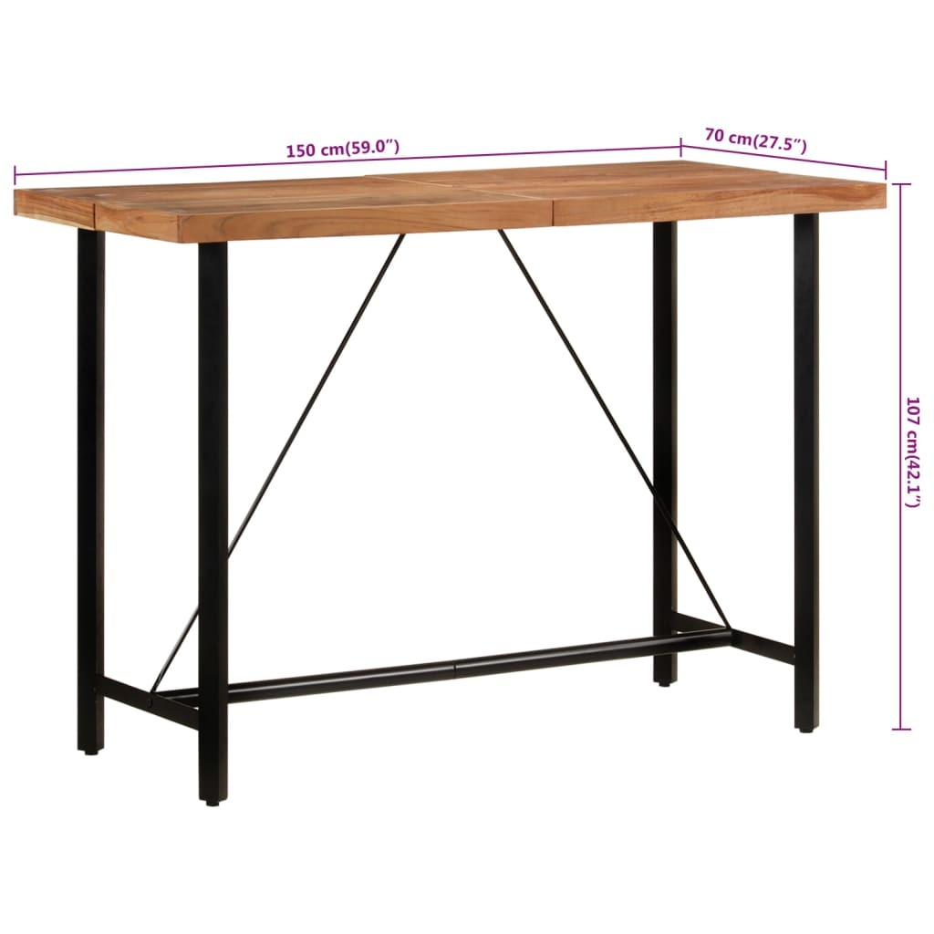 Bar Table 150x70x107 cm Solid Wood Acacia and Iron Price