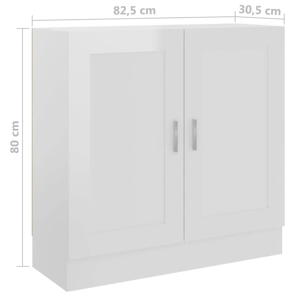 Book Cabinet High Gloss White 82.5x30.5x80 cm Engineered Wood Price