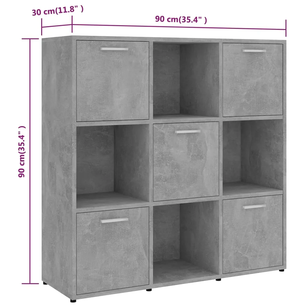 Book Cabinet Concrete Grey 90x30x90 cm Engineered Wood Price