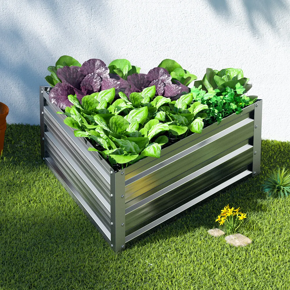 Green Fingers Garden Bed 86x86x30cm Planter Box Raised Container Galvanised Herb Price