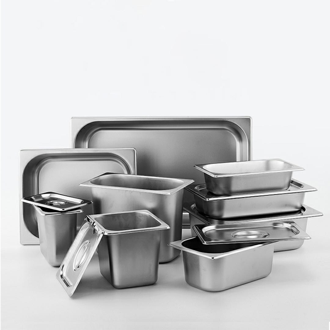 6X Gastronorm GN Pan Full Size 1/3 GN Pan 15cm Deep Stainless Steel Tray With Lid Price