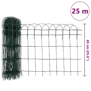 Garden Border Fence Powder-coated Iron 25x0.65 m