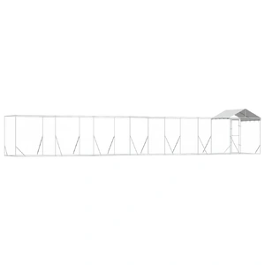Outdoor Dog Kennel with Roof Silver 14x2x2.5 m Galvanised Steel