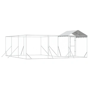 Outdoor Dog Kennel with Roof Silver 6x6x2.5 m Galvanised Steel