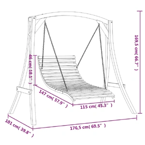 Swing Bed Solid Wood Spruce with Teak Finish