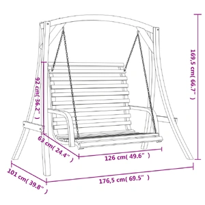 Swing Bench Solid Wood Spruce with Teak Finish