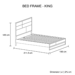 King Bed Frame Solid Wood Acacia Veneered Bedroom Furniture Steel Legs