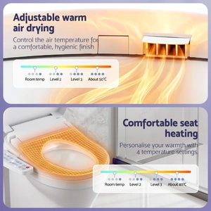 Electric Bidet Toilet Seat Cover Heated Warm Water Dryer LED Night Light
