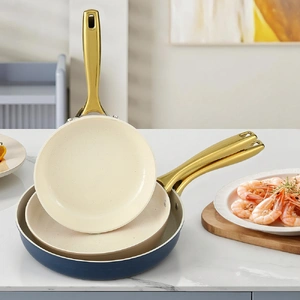 Frying Pan 3PCS Shades Frypan Set Ceramic Coating Multi Colour
