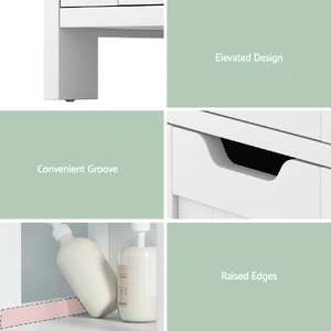 Bathroom Storage Cabinet 89cm Floor Toilet Drawer Bedroom Organizer Standing White