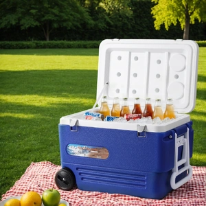 60L Portable Ice Cooler Box With Wheels Camping Fridge
