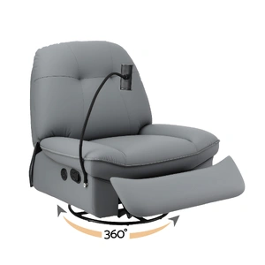 Manual Swivel Rocker Recliner with USB Ports Rocking Chair Nursery Sofa Lounge