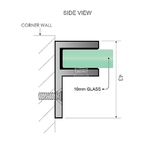 110cm Reeded Glass Shower Screen with Nickel F-Brackets and Round Pole