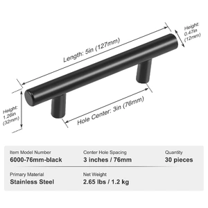 30 Pack Cabinet Pulls, 3in / 76mm Center to Center Slim Kitchen Cabinet Drawer, Stainless Steel Modern Kitchen Cupboard Door Handles for Kitchen Bathr