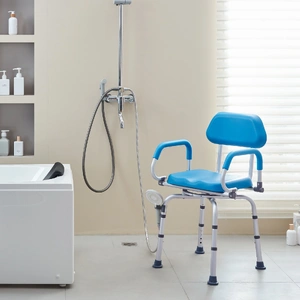 Swivel Shower Chair 360 Degree, Adjustable Shower Seat with Pivoting Arms & Padded Bath Seat for Inside Shower or Tub, Non-Slip Rotating Bathtub Chair