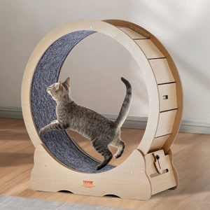Cat Exercise Wheel, Large Cat Treadmill Wheel for Indoor Cats, 35.8 inch Cat Running Wheel with Detachable Carpet and Cat Teaser for Running/Walking/T