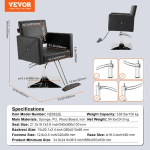 Salon Chair, Barber Chair for Hair Stylist, Styling Chair with Heavy Duty Hydraulic Pump, Swivel Hair Salon Chair with Footrest for Beauty Spa Shampoo