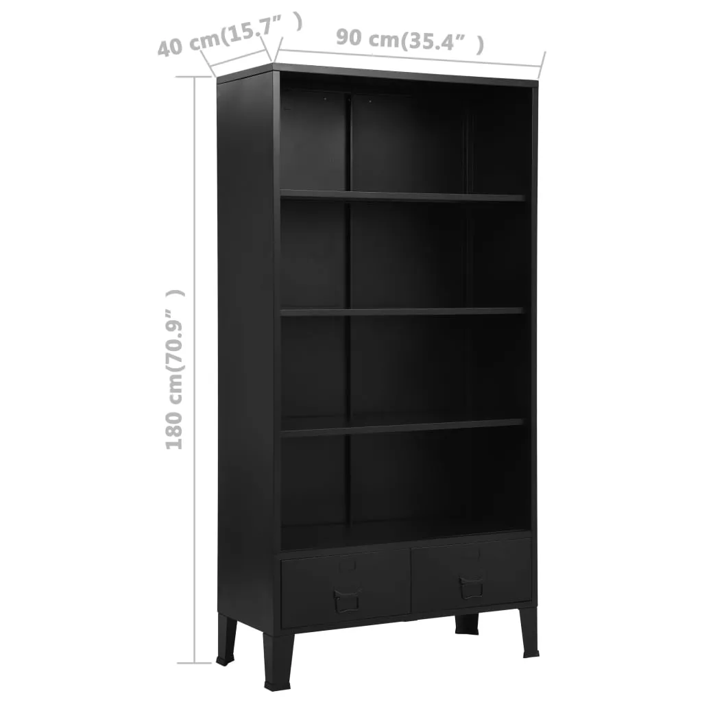 Bookshelf Industrial Black 90x40x180 cm Steel Price