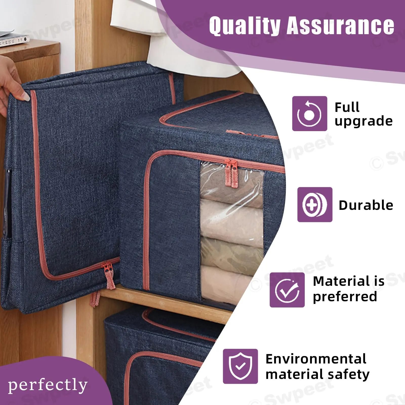100L Cloth Storage Box Closet Organizer Storage Bags Clothes Storage Bags Wardrobe Organizer Idea Grey Blue Price