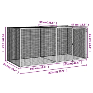 Chicken Cage with Roof Anthracite 203x98x90 cm Galvanised Steel