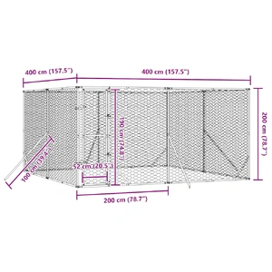 Outdoor Dog Kennel Silver 4x4x2 m Galvanised Steel