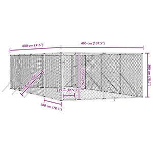 Outdoor Dog Kennel Silver 4x8x2 m Galvanised Steel