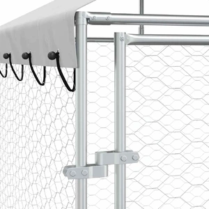 Outdoor Dog Kennel with Roof Silver 14x2x2.5 m Galvanised Steel