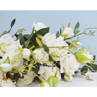 12pcs Artificial Silk Flower Fake Rose Bouquet Table Decor White