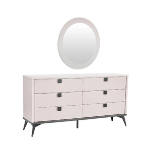 Queen 4 pcs Bedroom Suite with Dresser Fabric Upholstery MDF Combination of Champagne and Black Colour