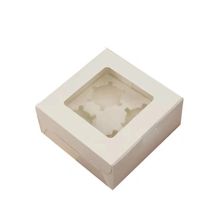 Cupcake Box Cases 1/2/4/8/12 Holes Window Face Cases Party Wedding Muffin Baking - 6 Holes 25PCS