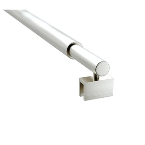 110cm Reeded Glass Shower Screen with Nickel F-Brackets and Round Pole