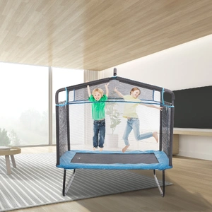 6FT Trampoline for Kids, 72" Indoor/Outdoor Toddlers Trampoline, Mini Baby Trampoline with Safety Enclosure Net, Gymnastics Bar, Hammock, Recreational