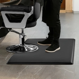 Salon Mat for Hair Stylist, 1525 x 915 mm Rectangle Salon Chair Mat Anti Fatigue, 23mm Thickened PVC + PU Barber Shop Floor Mat with Round Cut Out, An