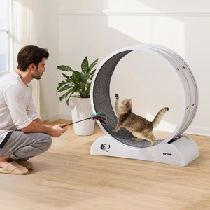 Cat Exercise Wheel, 31.5 in, Large Cat Running Wheel with Secure Brake & Carpeted Runway, Quiet Operation Cat Treadmill, Indoor Cats Exerciser Wheel f