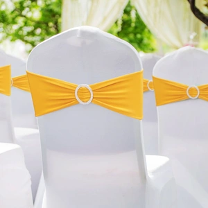 Stretch Spandex Chair Sashes, Chair Slipcover and Stretch Chair Sash with Round Buckle, Elastic Chair Bands, Fitting Wedding, Holiday, Banquet, Party 