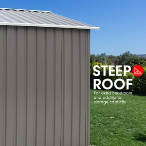 Garden Shed Roof 8ft x 8ft Outdoor Storage Shelter - Grey